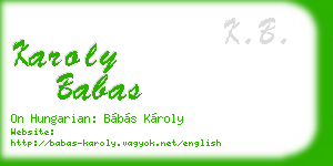 karoly babas business card